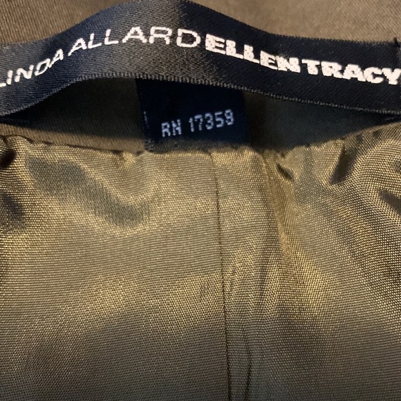 Linda Allard ELLEN TRACY size 2 green pink floral open blazer standing collar - Picture 11 of 11